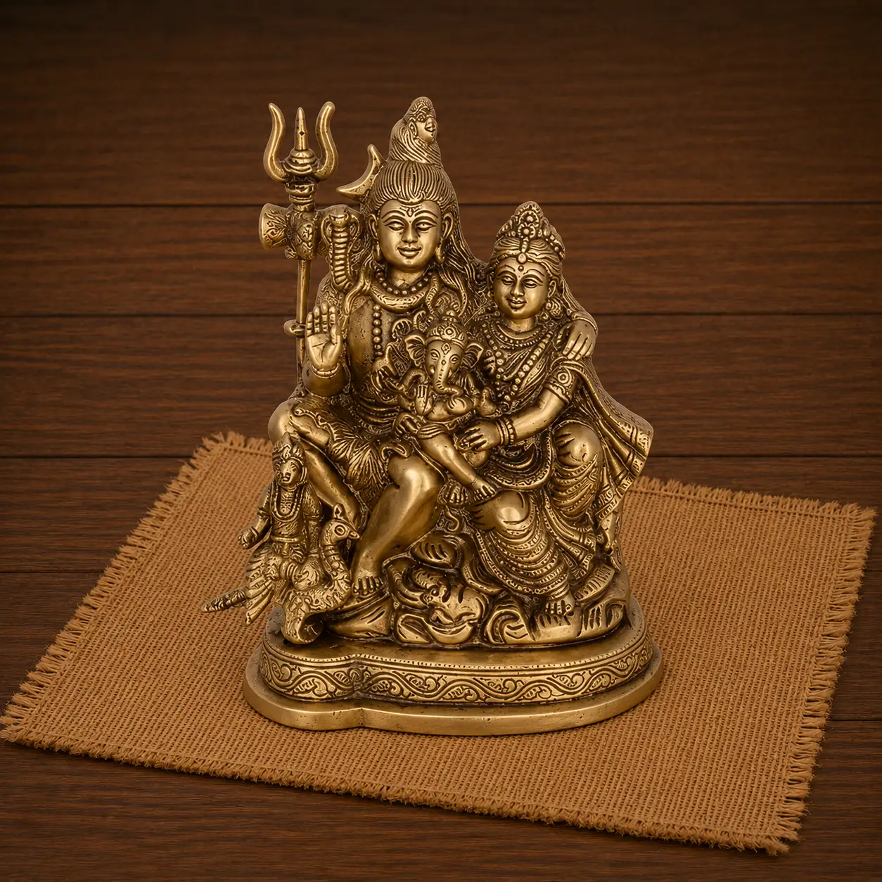Shiva Parvati Ganesha God Statue