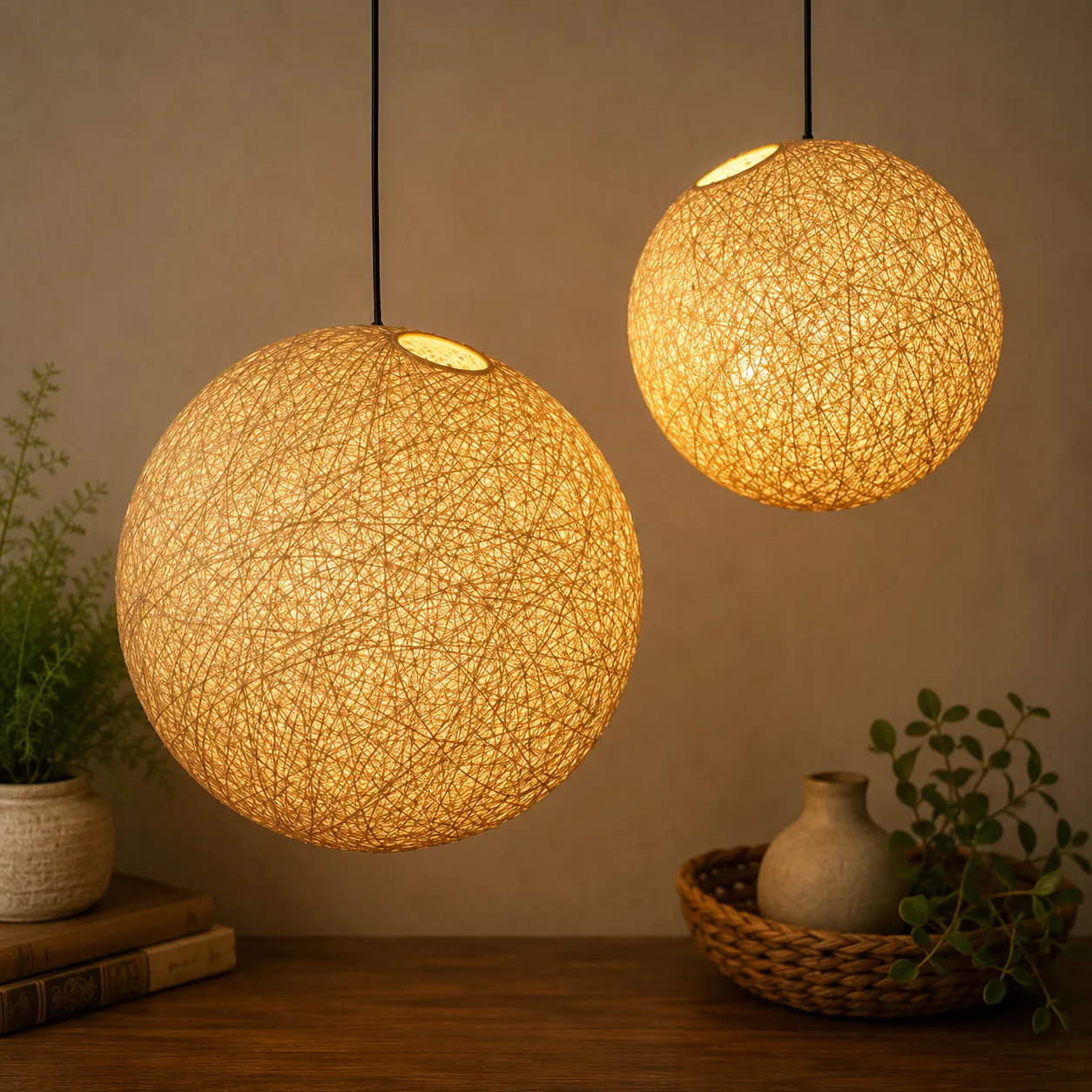 DIY Hemp Pendant Lamps